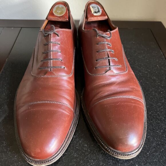 SALVATORE FERRAGAMO Brown Leather Cap Toe Oxford Shoes Men's Size 11.5 B Italy - Picture 6 of 16